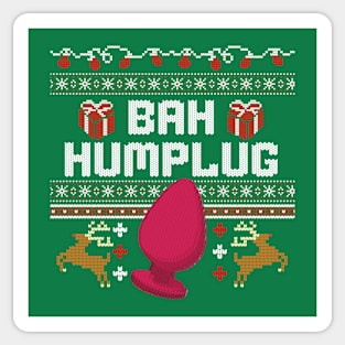 Ugly Christmas Sweater Bah Hum Plug Funny Adult Humor Sticker